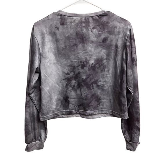 Rue 21 Romwe Gray White Tie Dye Skull Butterflies Halloween Crop Top Sm Size 4 - Picture 8 of 13